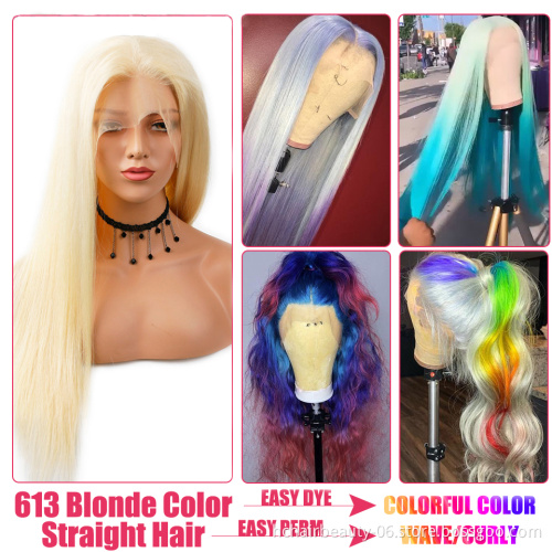 Honey Blonde 613 Human Hair Lace Wigs Brazilian Straight Blonde Lace Frontal Wigs 30 Inch 613 Wig Remy Human Hair